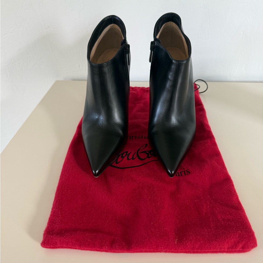 Christian Louboutin Black Pointed Leather Ankle Booties